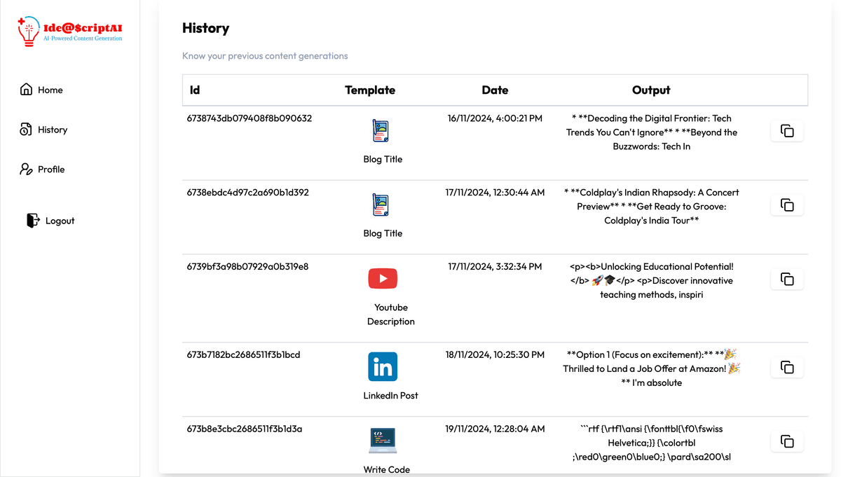 Content Generation - History